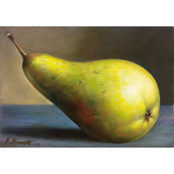 Painting titled "Poire" by Frederic Reverte, Original Artwork, Oil