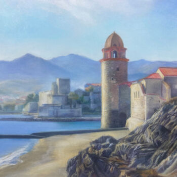 Drawing titled "Collioure" by Frederic Reverte, Original Artwork, Pastel Mounted on Other rigid panel