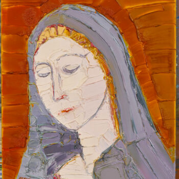Peinture intitulée "la vierge marie" par Frederic Servian, Œuvre d'art originale, Huile