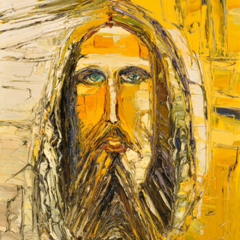 Schilderij getiteld "christ jaune oeuvre…" door Frederic Servian, Origineel Kunstwerk, Olie