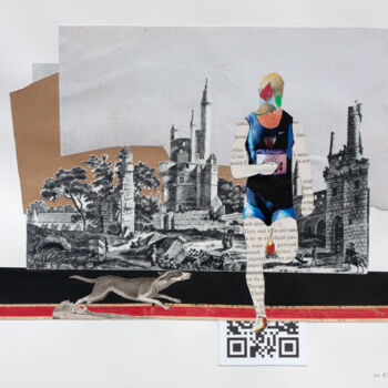 Collages getiteld "Jogging au château" door Frédéric Villbrandt, Origineel Kunstwerk, Collages