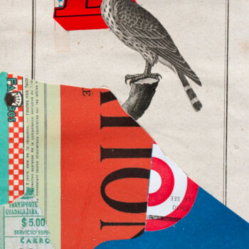 Collages intitulée "L'aigle B" par Frédéric Villbrandt, Œuvre d'art originale, Collages