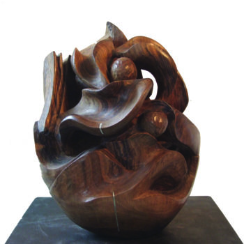 Sculpture intitulée "La danse des feuill…" par Frédéric Boiron, Œuvre d'art originale, Bois