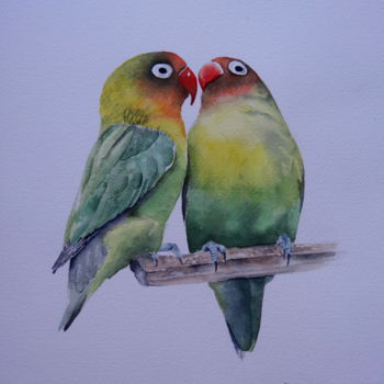 Painting titled "inseparables.jpg" by Frederic Goze, Original Artwork, Watercolor