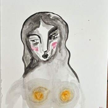 Painting titled "SaRah is in Love" by Frédérick Meunier, Original Artwork, Watercolor