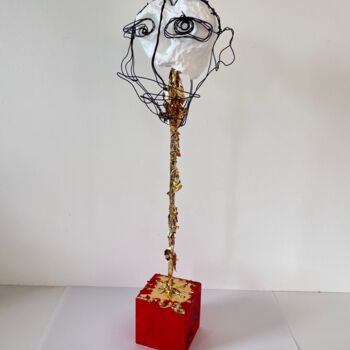 Sculpture intitulée "MWKAOU (money will…" par Frédérick Meunier, Œuvre d'art originale, Fil de fer