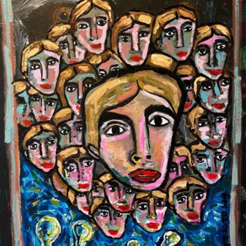 Painting titled "Les sentiments" by Frédérick Meunier, Original Artwork, Acrylic Mounted on Wood Stretcher frame