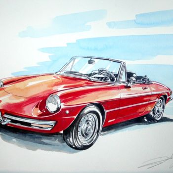 Drawing titled "ALFA ROMEO SPIDER D…" by Federico De Muro, Original Artwork, Other