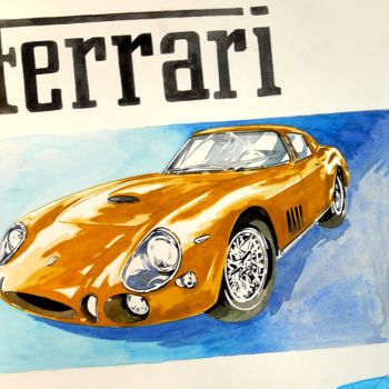 Dessin intitulée "FERRARI 250 GTO" par Federico De Muro, Œuvre d'art originale, Aquarelle