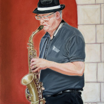 Картина под названием "Jazz band du Touque…" - Fred Mahieu, Подлинное произведение искусства, Пастель