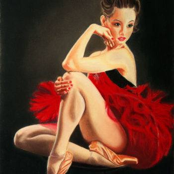 Картина под названием "Ballerine au Tutu R…" - Fred Mahieu, Подлинное произведение искусства, Пастель