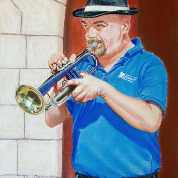 Картина под названием "Harmonie Jazz Band…" - Fred Mahieu, Подлинное произведение искусства, Пастель