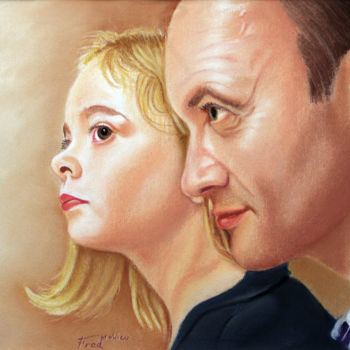Painting titled "Mick & Romane" by Fred Mahieu, Original Artwork, Pastel