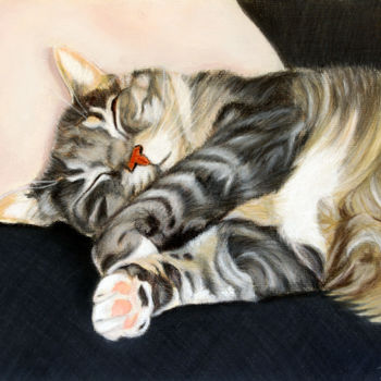 Peinture intitulée "le chat Gribouille…" par Fred Mahieu, Œuvre d'art originale, Pastel