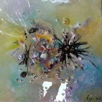 Painting titled "cosmos-3-splash." by Frédérique Chabin-Rivière, Original Artwork, Acrylic