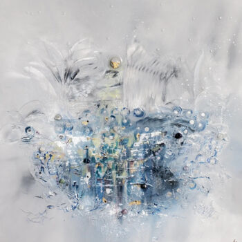 Painting titled "Frozen" by Frédérique Chabin-Rivière, Original Artwork, Acrylic Mounted on Wood Stretcher frame