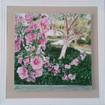 Peinture intitulée "Les-roses-tremieres…" par Frederique Colombelle, Œuvre d'art originale, Acrylique