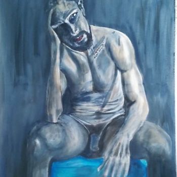 Painting titled "nu-homme.jpg" by Frederique Colombelle, Original Artwork, Acrylic