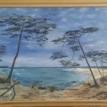 Painting titled "pins-maritimes-sur-…" by Frederique Colombelle, Original Artwork, Acrylic