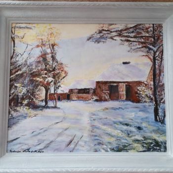 Peinture intitulée "paysage-de-neige-le…" par Frederique Colombelle, Œuvre d'art originale, Acrylique
