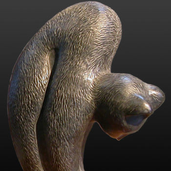 Sculpture titled "Chat" by Frederique De Meester, Original Artwork, Bronze