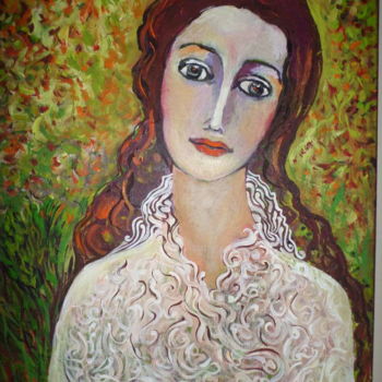 Peinture intitulée "femme à la dentelle" par Frédérique Fèvre-Bellin, Œuvre d'art originale, Acrylique