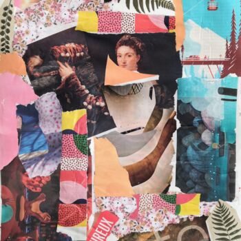 Collages intitolato "Patchwork" da Frédérique Girin, Opera d'arte originale, Collages Montato su Plexiglass