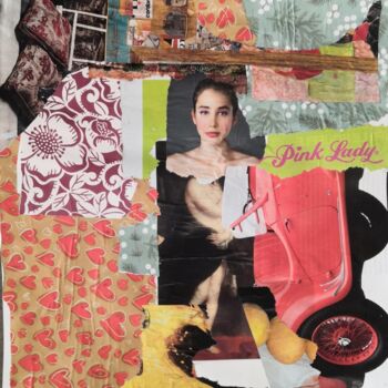 Collages getiteld "Pink lady" door Frédérique Girin, Origineel Kunstwerk, Collages Gemonteerd op Plexiglas