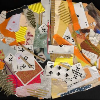 Colagens intitulada "Abstraction cubiste" por Frédérique Girin, Obras de arte originais, Colagens Montado em Plexiglass