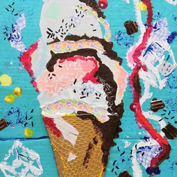 Картина под названием "Cornet glacé" - Frédérique Girin, Подлинное произведение искусства, Акрил Установлен на Деревянная па…