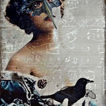 Digitale Kunst mit dem Titel "Masque 6" von Frédérique Longrée, Original-Kunstwerk, Fotomontage