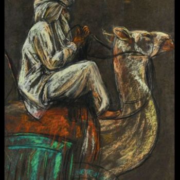 Dessin intitulée "Touareg sur son cha…" par Frédérique Maillart, Œuvre d'art originale, Pastel