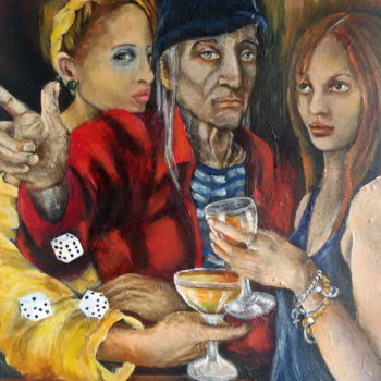 Pittura intitolato "Les filles du bar "…" da Frédérique Huet, Opera d'arte originale, Acrilico