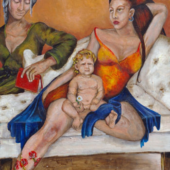 Картина под названием "Trinité ou vierge à…" - Frédérique Huet, Подлинное произведение искусства, Акрил