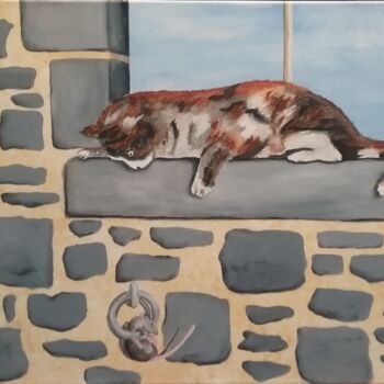 Peinture intitulée "chat breton" par Frederique Reffet, Œuvre d'art originale, Huile