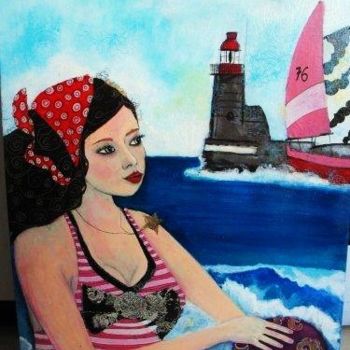 Peinture intitulée "marie et la mer" par Frederique Chaplet, Œuvre d'art originale