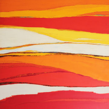 Картина под названием "Espaces rouges 80" - Frédérique Marteau, Подлинное произведение искусства, Масло