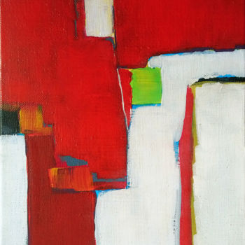 Peinture intitulée "Composition rouge e…" par Frédérique Marteau, Œuvre d'art originale, Huile