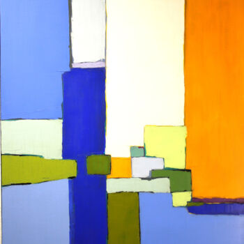 Painting titled "Composition vertica…" by Frédérique Marteau, Original Artwork, Oil Mounted on Wood Stretcher frame