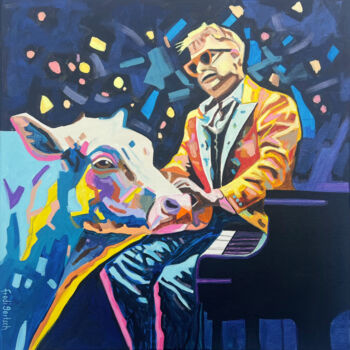 Картина под названием "Elton & John" - Fredi Gertsch, Подлинное произведение искусства, Акрил