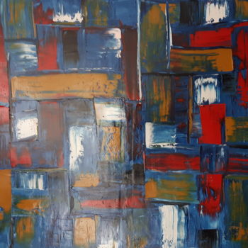 Painting titled "bleu-océan" by Anthony Camille, Original Artwork, Oil