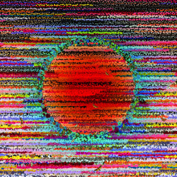 Digital Arts titled "Soleil rouge 2 (ave…" by Frédéric Durieu & Nathalie Erin, Original Artwork, 2D Digital Work Mounted on…