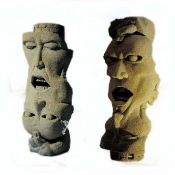Sculpture intitulée "Deux têtes en une" par Frédéric Ploussard, Œuvre d'art originale, Béton cellulaire