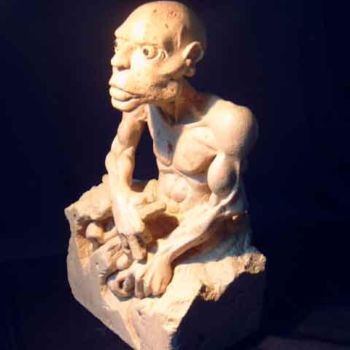 Sculpture titled "Autoportrait après…" by Frédéric Ploussard, Original Artwork, Stone