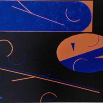 Peinture intitulée "Bleuté cuivré" par Stephane Fresny, Œuvre d'art originale, Acrylique