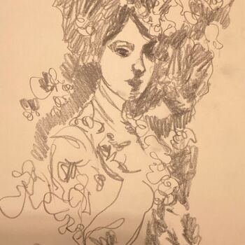 Dessin intitulée "portrait Femme" par Frida Narin, Œuvre d'art originale, Crayon