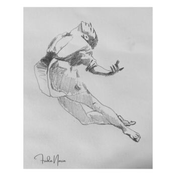 「voler」というタイトルの描画 Frida Narinによって, オリジナルのアートワーク, 鉛筆 その他の剛性パネルにマウント