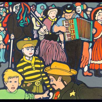 Gravures & estampes intitulée "Karnevalsumzug in d…" par Friedrich Alexander Großkopf, Œuvre d'art originale, Impression num…