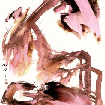 Painting titled "composition in pink" by Friedrich Zettl, Original Artwork, Ink