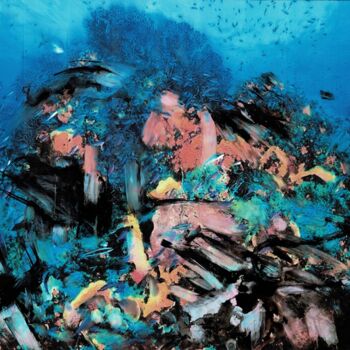 Картина под названием "Deep Blue Sea" - Friedrich Zettl, Подлинное произведение искусства, Чернила